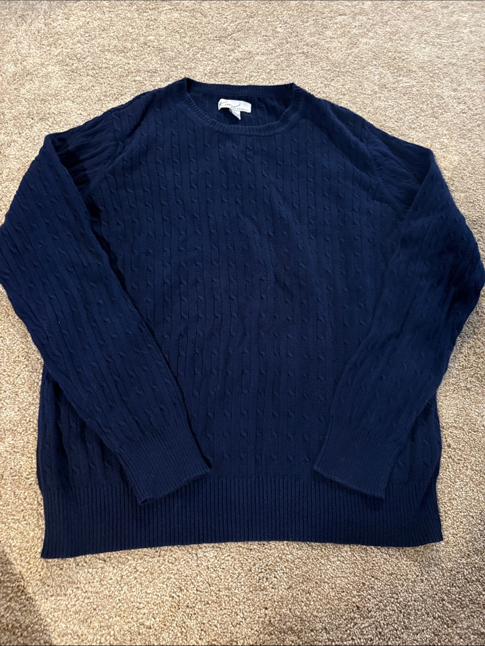 Kim Rogers Navy Cable Crewneck Sweater